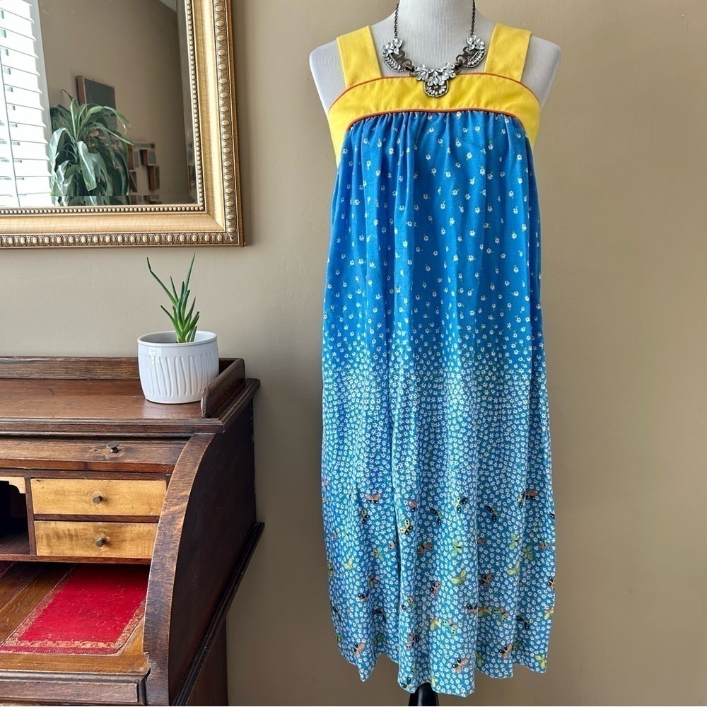 Vintage Page Boy Dallas Maternity Dress Baby Doll Sleeveless Butterfly Floral M - Picture 3 of 14